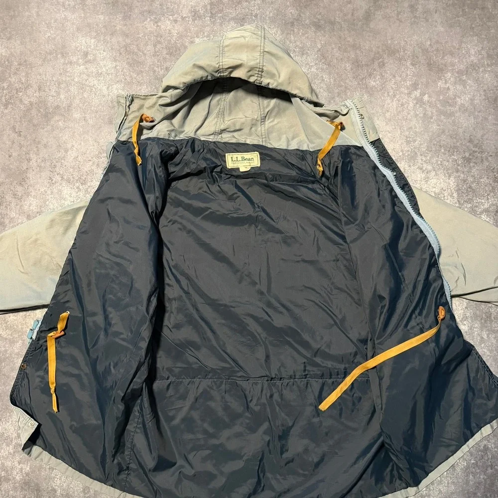 Vintage LL Bean Hooded Field Jacket Mens Medium‎ Gray Blue Made in USA Parka